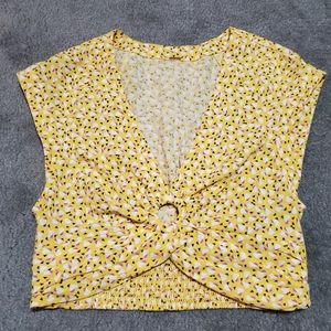 Free people yellow lemon comb crop top